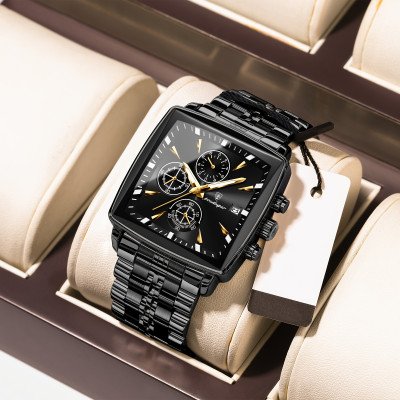 POEDAGAR 866 Luxury Square Chronograph Men’s Watch (2 Year Warranty)