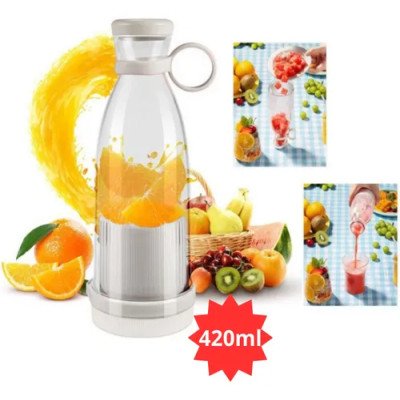 Rechargeable Blender Bottle Fresh Juicer Portable Blender Mixer Smoothie Blender Electric Orange Fruit Juice Extractor Machine- White