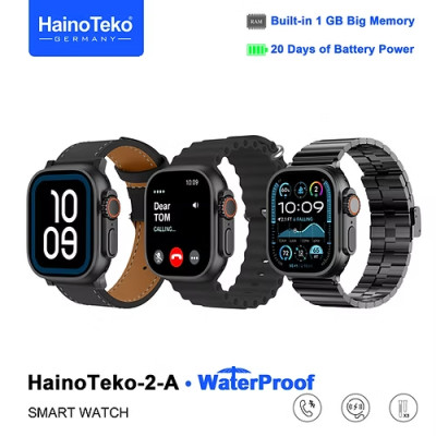 Haino Teko 2-A Smart Watch Ultra 2 , AMOLED Touch Screen , 1GB Memory, Bluetooth , With 3 Strap , Waterproof, Muti-Color