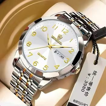 Luxury Men Poedagar White Sunray Dial Watch with Day and Date Display